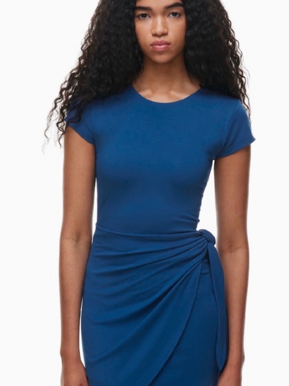 Wilfred Deep Blue Side-Knot Mini Dress
